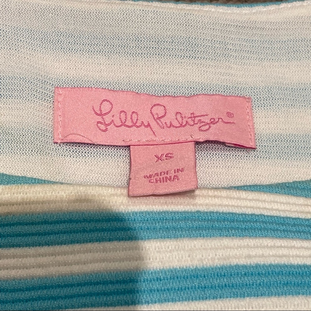 Lilly Pulitzer Shorely Blue Ottoman Stripe Whiting Cut Out Dress (XS) - Picture 7 of 7